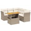 vidaXL 5-delige Loungeset met kussens poly rattan beige