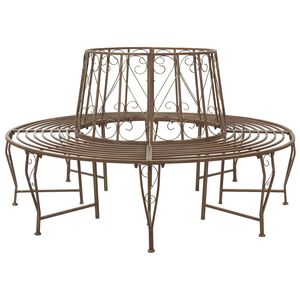 vidaXL Boom bank 8-Aantal zitplaatsen &Oslash; 160 x 89 cm Staal Antiek Bruin
