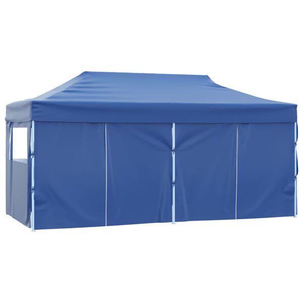 vidaXL Partytent met 4 zijwanden inklapbaar 3x6 m staal blauw