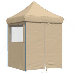 vidaXL Partytent inklapbaar pop-up met 4 zijwanden beige