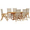 vidaXL 7-delige Tuinset poly rattan en massief hout beige