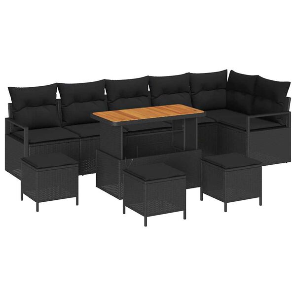 vidaXL Tuin Sofa Set met kussen met opslag met kussen 10 pcs Zwart