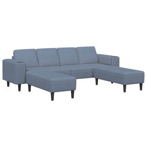 vidaXL Bank met kussen Blauw 250 x 188 x 76 cm Katoen Stof