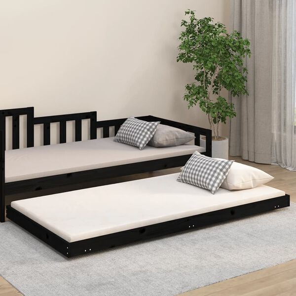 vidaXL Bedframe massief grenenhout zwart 80x200 cm