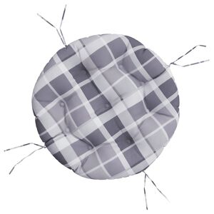 vidaXL Zitkussen rond ruitpatroon &Oslash; 60x11 cm oxford stof grijs