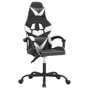 vidaXL Gamestoel draaibaar kunstleer zwart en wit