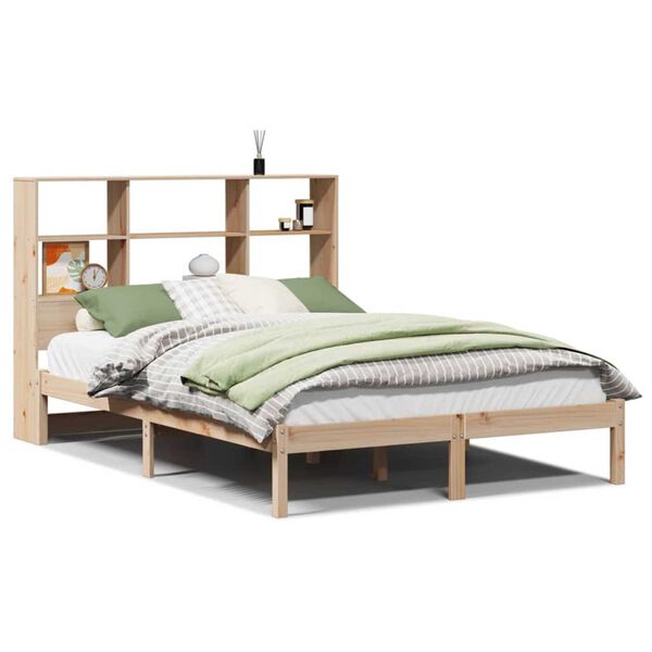 vidaXL Bed met boekenkast zonder matras massief grenenhout 135x190 cm