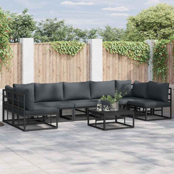 vidaXL Tuin Sofa Set met kussen 8 pcs Zwart Aluminium