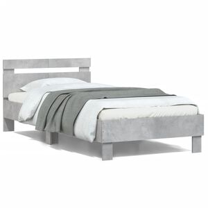 vidaXL Bedframe met hoofdeinde bewerkt hout betongrijs 100x200 cm