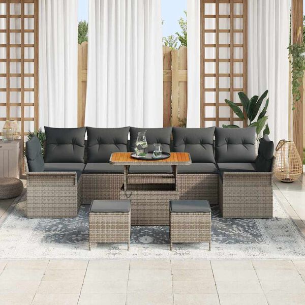 vidaXL Tuin Sofa Set met kussen met opslag met kussen 10 pcs Grijs