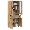 vidaXL Hoge kast met lade 2 pcs Artisan Eiken Geengineerd Hout en Glas