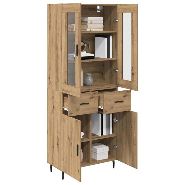 vidaXL Hoge kast met lade 2 pcs Artisan Eiken Geengineerd Hout en Glas