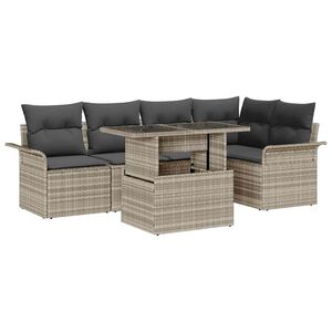 vidaXL Tuin Sofa Set 6 st Lichtgrijs [Synthetisch]: Poly Rattan