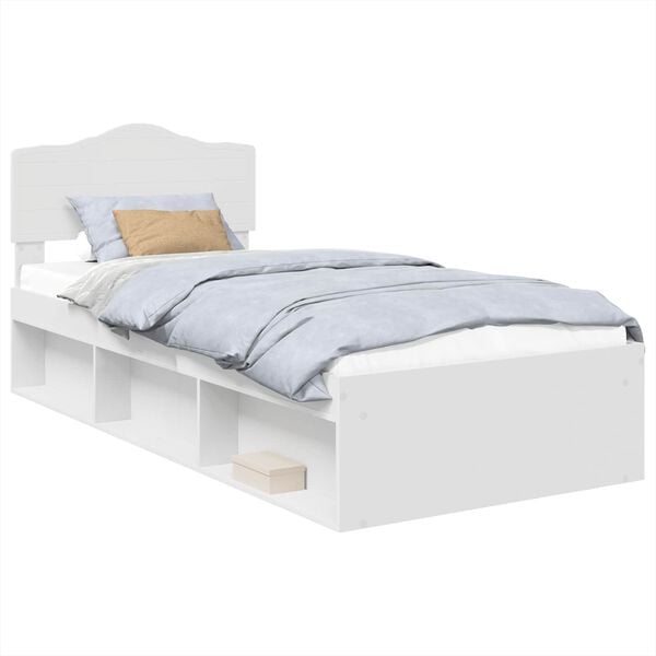 vidaXL Bedframe met hoofdeinde Wit 100 x 200 cm Massief grenenhout
