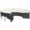 vidaXL Tuinbank met kussens rond poly rattan zwart