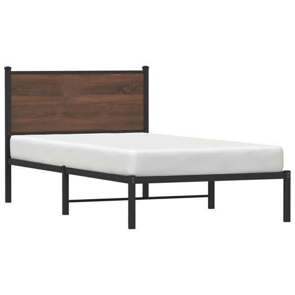 vidaXL Bedframe zonder matras metaal bruin eikenkleurig 107x203 cm