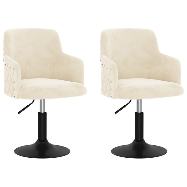 vidaXL Eetkamerstoelen draaibaar 2 st fluweel cr&egrave;mekleurig