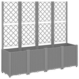 vidaXL Plantenbak met latwerk 160x40x140 cm polypropeen lichtgrijs