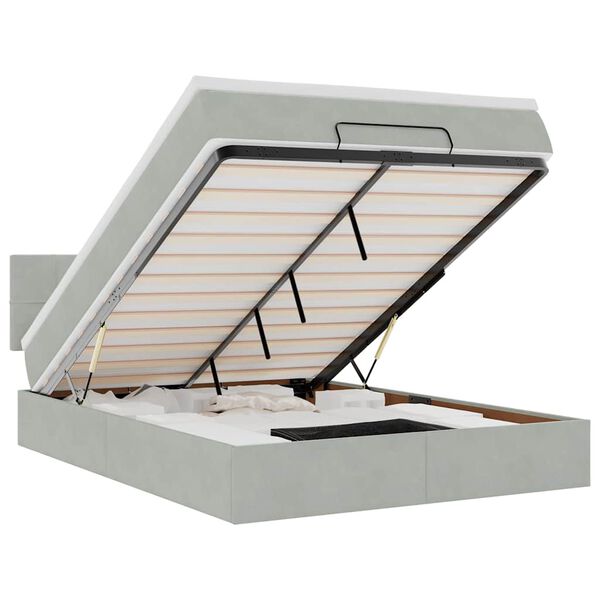 vidaXL Ottoman bed met matras 140x200cm fluweel lichtgrijs