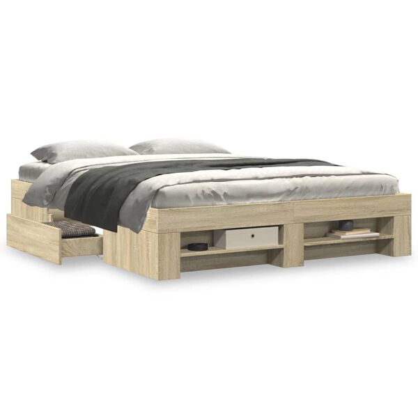 vidaXL Bedframe zonder matras hout sonoma eikenkleurig 150x200 cm