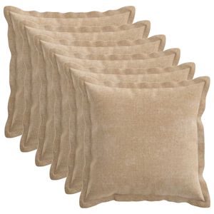 vidaXL Kussen 6 st HOUTEN Taupe 45 x 45 cm Chenille Stof