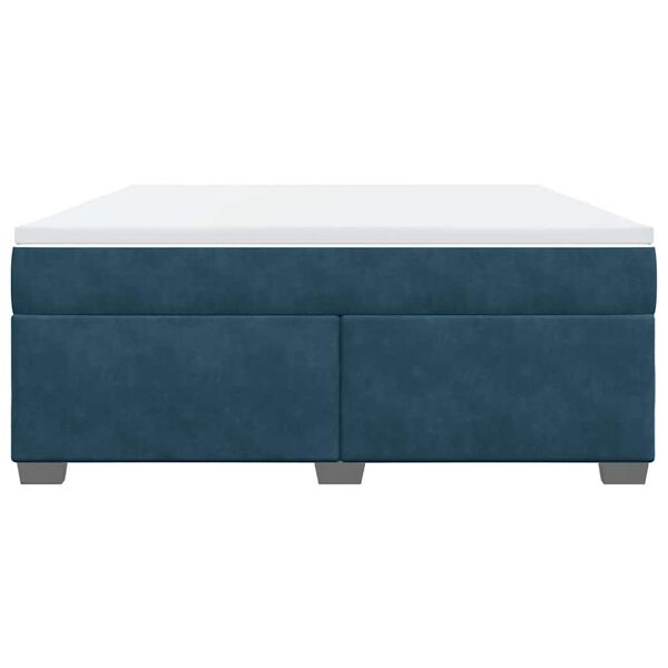 vidaXL Boxspring met matras fluweel donkerblauw 180x200 cm