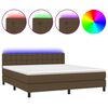 vidaXL Boxspring met matras en LED stof donkerbruin 160x200 cm