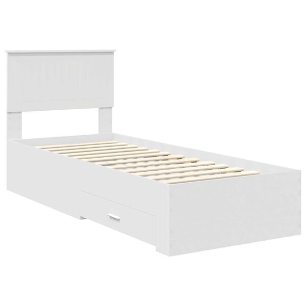vidaXL Bedframe met hoofdeinde Wit en Zilver 75 x 190 cm Bewerkt hout