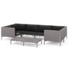 vidaXL 7-delige Loungeset met kussens poly rattan donkergrijs