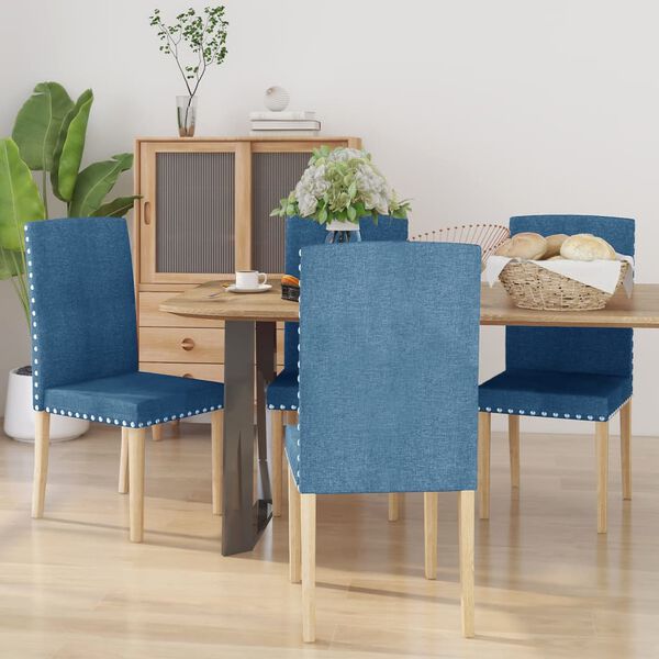 vidaXL Eetkamerstoelen 4 st stof blauw