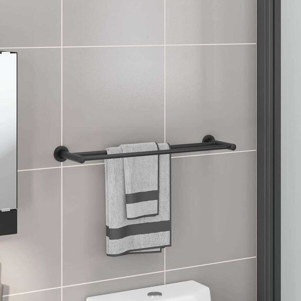 vidaXL Handdoekrek Zwart 61 x 14.5 x 5 cm Roestvrij staal