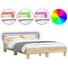 vidaXL Bedframe met hoofdeinde en LED sonoma eikenkleurig 150x200 cm