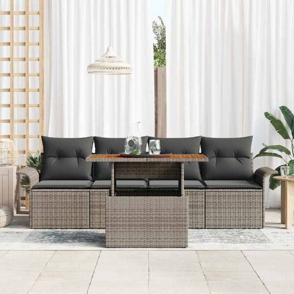 vidaXL Tuin Sofa Set met opslag 5 pcs Grijs Poly riet
