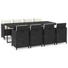 vidaXL 9-delige Tuinset met kussens poly rattan zwart