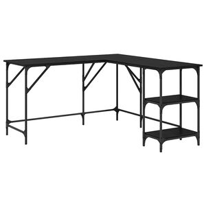 vidaXL Bureau Zwart Eiken 139 x 139 x 75 cm Bewerkt hout