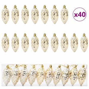 vidaXL Kerstdennenappeltje 40 st Goud 4 x 9 cm Kunststof