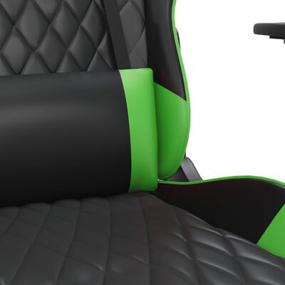 vidaXL Massage gamestoel met voetensteun kunstleer zwart en groen