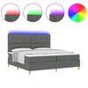vidaXL LED Box Spring Bed met matras Donkergrijs 200 x 200 cm Stof