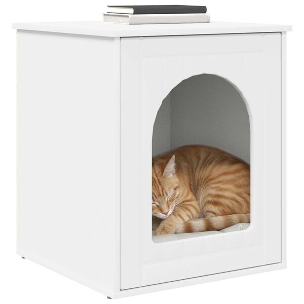 vidaXL Kattenhuis Wit 53 x 52 x 62 cm Bewerkt hout