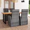 vidaXL 5-delige Tuinset met kussens poly rattan grijs