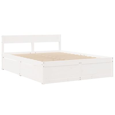 vidaXL Bed met lades en matras massief grenenhout wit 160x200 cm