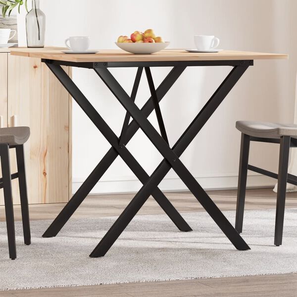 vidaXL Eettafel X-frame 90x90x75 cm massief grenenhout en staal