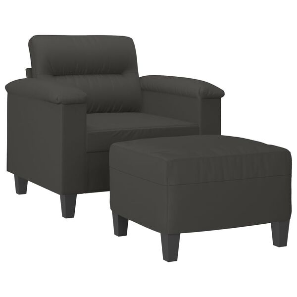 vidaXL Fauteuil met voetenbank 60 cm microvezelstof donkergrijs
