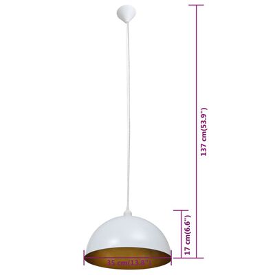 vidaXL Plafondlampen in hoogte verstelbaar halfrond wit 2 st