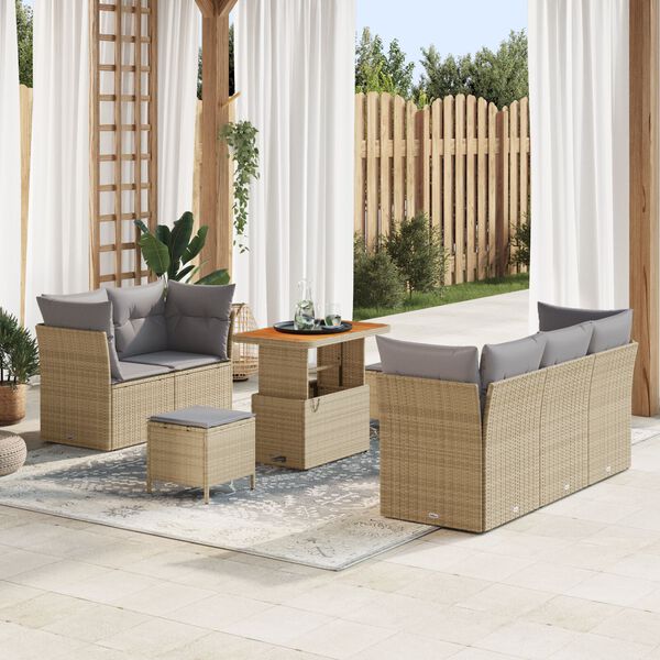 vidaXL Tuin Sofa Set met kussen met opslag 8 pcs beige en lichtgrijs