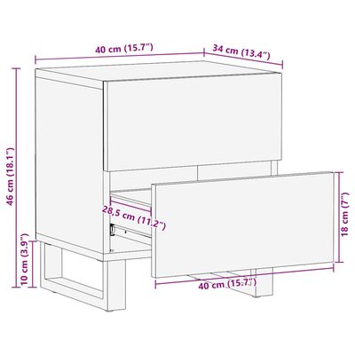 vidaXL Nachtkastje 40x34x46 cm massief gerecycled hout