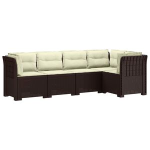 vidaXL 5-Zits Tuin Sofa met Kussens Rattan Look PP Bruin