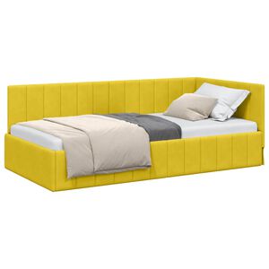 vidaXL Hoekbedframe met hoofdeinde Geel 90 cm x 190 cm Fluweel