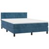 vidaXL Boxspring met matras en LED fluweel donkerblauw 140x200 cm