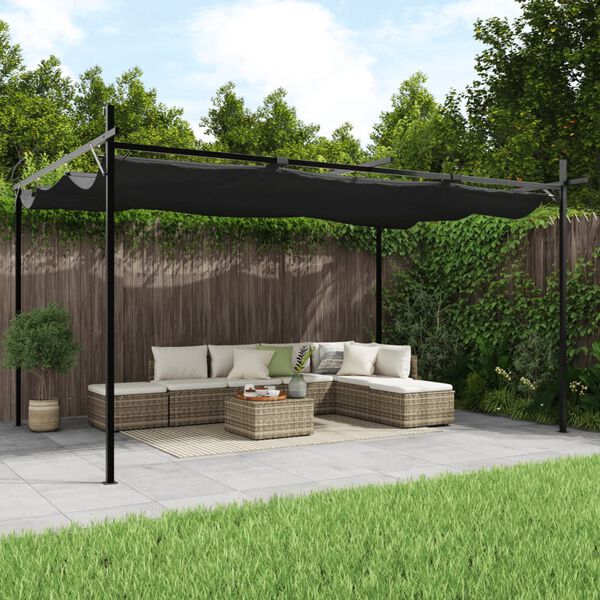 vidaXL Pergola met uitschuifbaar dak 395x292x230 antracietkleurig